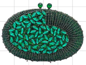 Pochette de Soirée Unique pour Femme en Coquillage Ovale avec Strass, Sac à Main de Luxe Scintillant en Cristal, Fermeture Magnétique avec Chaîne Amovible - Product Image 3