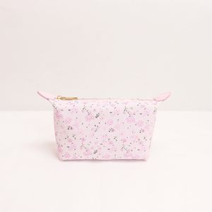 Pochette de maquillage personnalisée en forme de dumpling, écologique, à imprimé floral, pour le rangement, avec fermeture éclair en nylon, étanche, pour le voyage - Product Image 1