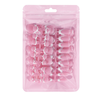 BIN 60 pièces – Kit complet d'ongles à presser pré-dessinés, style français, carrés, en PMMA acrylique, pour doigts et orteils