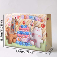 Sac cadeau 3D de la Fête des Enfants avec motifs et logo personnalisés - Motif petit lapin et gâteau - Sac à main pour cadeau d'anniversaire
