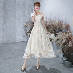 Petite <span class=keywords><strong>robe</strong></span> <span class=keywords><strong>de</strong></span> <span class=keywords><strong>mariée</strong></span> <span class=keywords><strong>japonaise</strong></span> et coréenne à épaules dénudées, élégante pour femme adulte, idéale pour cérémonie et fête d'anniversaire - Product Image 6