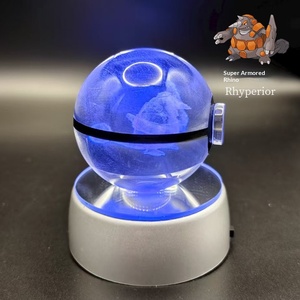 Boule de cristal lumineuse 3D gravée à l'intérieur, Pokémon Lycanroc (forme coucher de soleil), ornement transfrontalier, cadeau pour mariages - Product Image 4