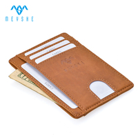 Dompet Kartu Kredit Minimalis Anti-RFID Berkualitas Baik Warna Coklat PU Harga Pabrik Custom