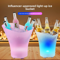 Seau à glace portable en plastique PP avec motif personnalisé, haut-parleurs intégrés, 5L, LED RGB, pour boissons, idéal pour l'été, avec haut-parleur Bluetooth