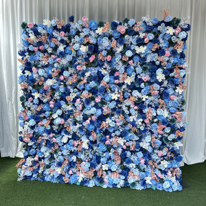 Mur de fleurs HK-FW063 8*8 pieds, toile de fond 5D, mur de fleurs roses de 5 pieds, panneau en soie pour décoration de mariage 3D - Product Image 2
