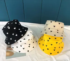 HF Summer Outdoor Plain Soft Cute Mouse Print Bucket Hat For Women