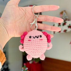 Fil à tricoter et à crocheter <span class=keywords><strong>pour</strong></span> amigurumi Axolotl, porte-clés Axolotl mignon, peluche Axolotl, dinosaure hexagonal, breloques animales Axolotl - Product Image 3