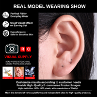 Piercing Labret à Base Plate en Titane ASTM F136 avec Filetage Externe, Revêtement PVD Or, pour Lèvre, Tragus, Hélix – Accessoire de Bijouterie Corporelle