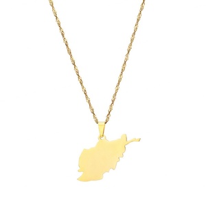 Collar de Cadena con Colgante de Mapa de Afganistán Personalizado al por Mayor, en Oro, Plata y Acero Inoxidable, para Hombres y Mujeres - Product Image 1