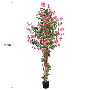 屋内工場人工植物プラスチック製人工ブーゲンビリア鉢植えピンクの花のついた木カフェ装飾用 - Product Image 1