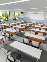 Table de conférence et de formation pliante moderne en fer, réglable, avec chaises, ensemble modulaire long et mobile pour l'école