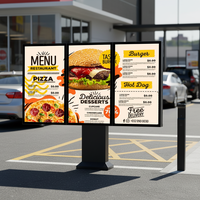 Écran LCD triple de 55 pouces lisible en plein soleil 3000 nits, étanche IP65, affichage numérique de menu 24h/24 et 7j/7 pour drive-thru