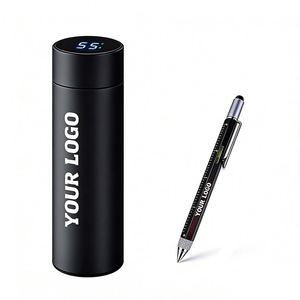 Custom Smart LED Digital <b>Water</b> <b>Bottle</b> Promo Business Gift Display Vacuum Insulated Flask Stainless Steel <b>Water</b> <b>Bottle</b> with Logo - Product Image 1