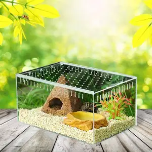 Plastic Reptile Terrarium Breeding Box Turtle Wild Trap Holding Large Box Acrylic Animal Pet Cage For Sale