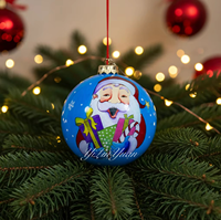 Boule de Noël en verre personnalisée en usine avec intérieur peint à la main, décoration de sapin de Noël en verre peint à l'envers