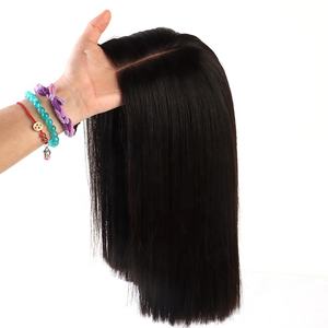 Wig Rambut Asli Brasil 2*6 Bob, Warna Alami, Lurus, dengan Penutup Renda Transparan, Wig Pendek untuk Wanita - Product Image 1