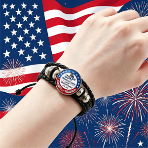 250th Anniversary United States Wrap <b>Bracelet</b> Antique Silver Plated Hemp <b>Rope</b> Classic Patriotic Jewelry Unisex - Product Image 2