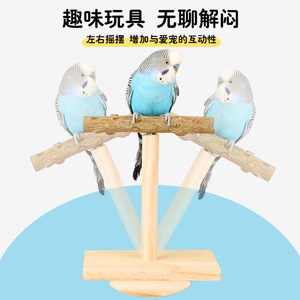 Juguete interactivo de madera maciza para loros, soporte para pajaritos, juguete para masticar para mascotas de interior - Product Image 2