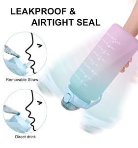 500ml 900ml 64Oz <span class=keywords><strong>2L</strong></span> Demi-gallon Sans Bpa Gym Fitness Sports Motivation Réutilisable Demi-gallon <span class=keywords><strong>Bouteille</strong></span> d'eau avec manchon et paille - Product Image 2