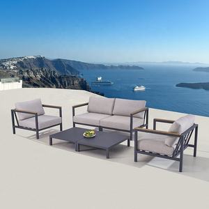 Canapé d'angle modulaire moderne et abordable pour patio, mobilier d'extérieur pour hôtel et <span class=keywords><strong>jardin</strong></span>, ensemble <span class=keywords><strong>de</strong></span> 4 pièces en aluminium pour l'extérieur - Product Image 1