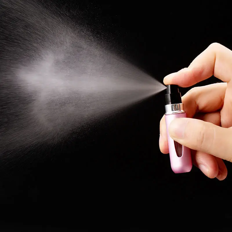 Groothandel 5Ml Draagbare Fijne Mist Roze Twist Spray Verstuiver Navulbare Aluminium Parfum Verstuiver Met Aangepaste Logo