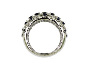 แหวนทองคำขาว 18K ประดับไพลินและเพชรแบบฝังเต็มวง ดีไซน์หรูหราสำหรับผู้หญิง - Product Image 3