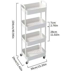 Chariot de cuisine moderne en plastique à roulettes, type autoportant, pour rangement d'outils et de vaisselle, outils de nettoyage inclus, directement de l'usine - Product Image 2