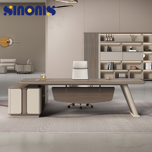 Sinonis High-end Modern Extendable Customized Wooden Office Furniture Set Executive Manager Desk Side Cabinet One-stop Matching - Product Image 1