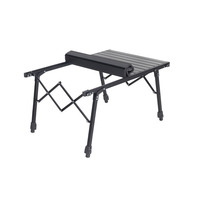Table de camping pliante en aluminium robuste, design moderne noir, imperméable, réglable, pour usage extérieur et atelier