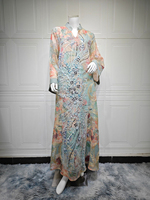 Robe musulmane pour femmes, jalabiya, kaftan, abaya du Moyen-Orient, robe décontractée brodée avec des paillettes et des appliques