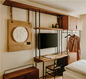 <span class=keywords><strong>Perchero</strong></span> de pie multifuncional con estructura metálica robusta, desmontable, acabado en bronce y cobre rojo. - Product Image 5