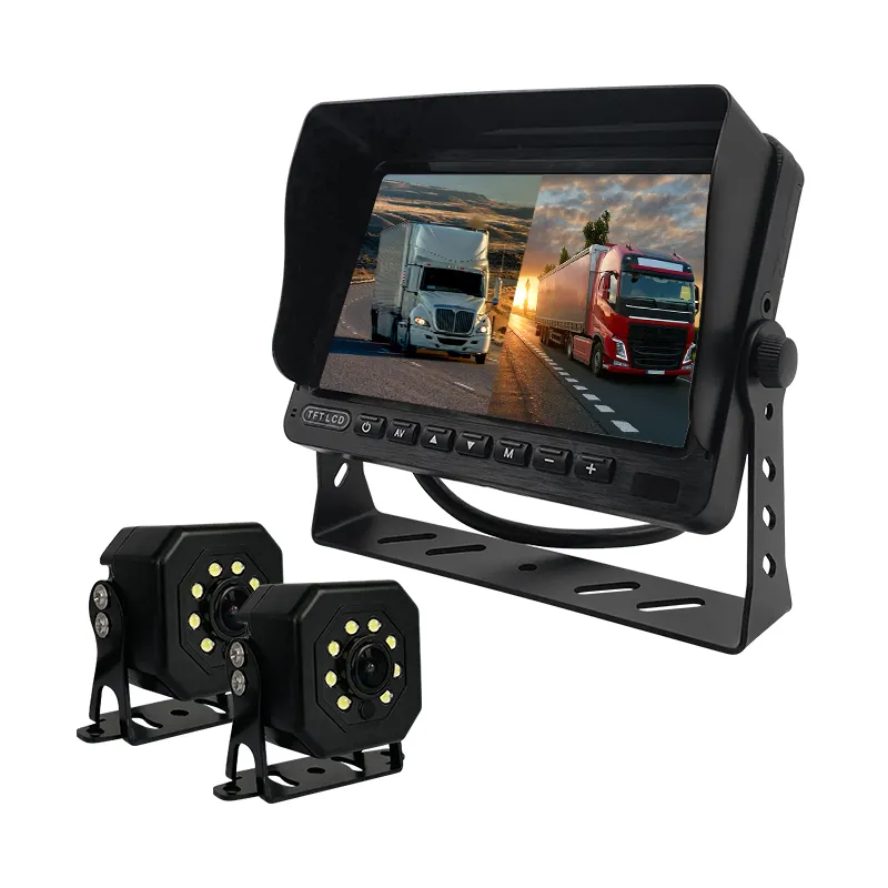 7 Inch 1024 * 600ips 1080P Volledige Calor Camera H.264 Opslagformaat Dubbele Opname Dubbele Weergave Truck Beveiliging Monitor Systeem