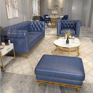 Di alta Qualità di lusso <span class=keywords><strong>moderno</strong></span> in metallo ottone miglior <span class=keywords><strong>blu</strong></span> divano in pelle set di mobili <span class=keywords><strong>soggiorno</strong></span> - Product Image 2