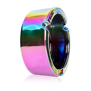 Cenicero de vidrio iridiscente de diseño interesante Proceso de chapado Cenicero redondo de tamaño de 85mm Adecuado para fumar - Product Image 4