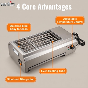 Barbecue Électrique Sans Fumée pour Usage Domestique et Commercial 110V/220V en Acier Inoxydable avec Contrôle par Thermostat - Product Image 3