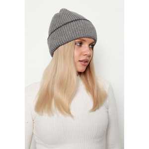Bonnet en tricot blanc cassé pour femme avec détail rayé brillant, couvre-chef élégant et confortable pour le temps froid Beanie1139 - Product Image 6
