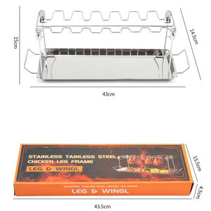 حامل شواء من الفولاذ المقاوم للصدأ للتدخين والشوي بـ 14 فتحة لحمل أرجل وأجنحة الدجاج - Product Image 2