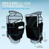 Botol Caddy Gym botol air lengan kantong dengan ritsleting sisi kantong penyimpanan untuk kartu kunci ponsel atau Dompet