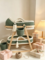 Table à langer pour bébé Moses Basket, berceau nouveau-né, coussin en mousse épaisse au crochet, housse de chambre à coucher, tricoté à la main, écologique
