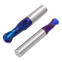 R1.5 * D3 * 6L * 50L * 2T haute qualité CNC machines-outils HRC68 revêtement Nano-bleu 2 flûte carbure de tungstène boule nez fraise en bout