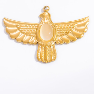Charmes en acier inoxydable incrustés de pierres précieuses plaqués or 18K PVD |   Pendentif soleil éclatant, aigle impérial et étoile pour la fabrication de bijoux DIY |   Hypoallergénique - Product Image 2