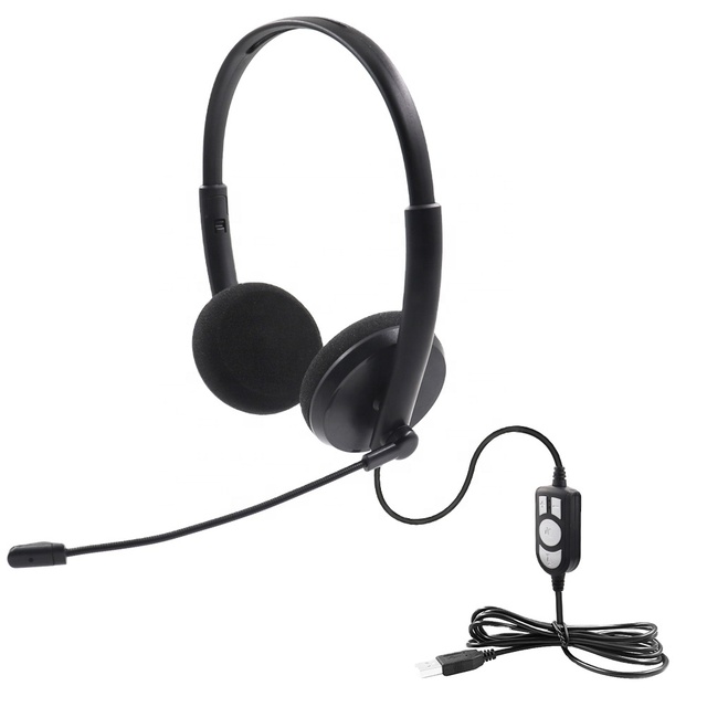 2024 NEW USB binaural headset with microphone /volume control/mute function