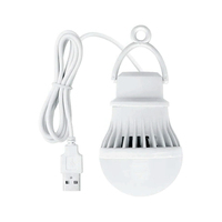 Ampoules LED Globe filaires USB 5V DC 3W, lumière du jour 6500K, durée de vie 30000 heures, CRI 95, charge d'urgence