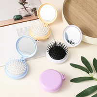 Peigne à air coussin massant pliable en plastique 7 cm, marque privée, miroir portable, sac à air, peigne de coiffure pour filles