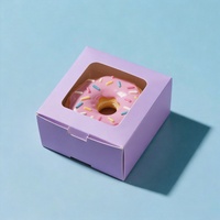 Boîtes à donuts pliables pour boulangerie, en carton recyclé de qualité alimentaire, emballage personnalisé violet lavande