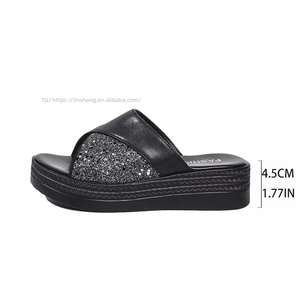 Summer Sequin Open Toe Women's <b>Wedges</b> <b>Sandals</b> Thick Sole Large Size <b>Platform</b> Casual Flat Design-Wholesale - Product Image 6