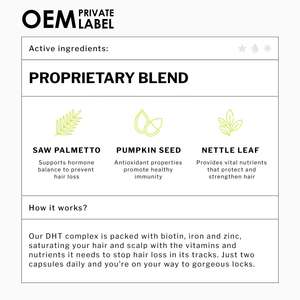 Vitaminas para la Caída del Cabello, <span class=keywords><strong>Bloqueador</strong></span> de DHT, Complejo de 800 mg, Saw Palmetto, Biotina, Hierro, Zinc, Antioxidante, Apoyo para la Salud del Cabello, Marca Privada para Adultos - Product Image 3