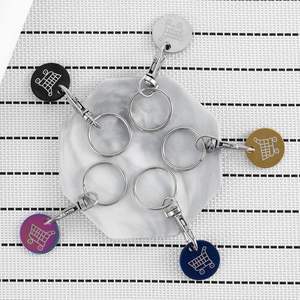 스테인레스 스틸 토큰 열쇠 고리 슈퍼마켓 핸드 푸시 쇼핑 카트 레이저 로고 펜던트 슈퍼마켓 쇼핑 동전 - Product Image 2