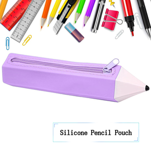 Étuis à crayons personnalisés avec logo imprimé, en silicone, avec fermeture éclair, pour étudiants, en gros, couleurs vives, pour rangement - Product Image 2