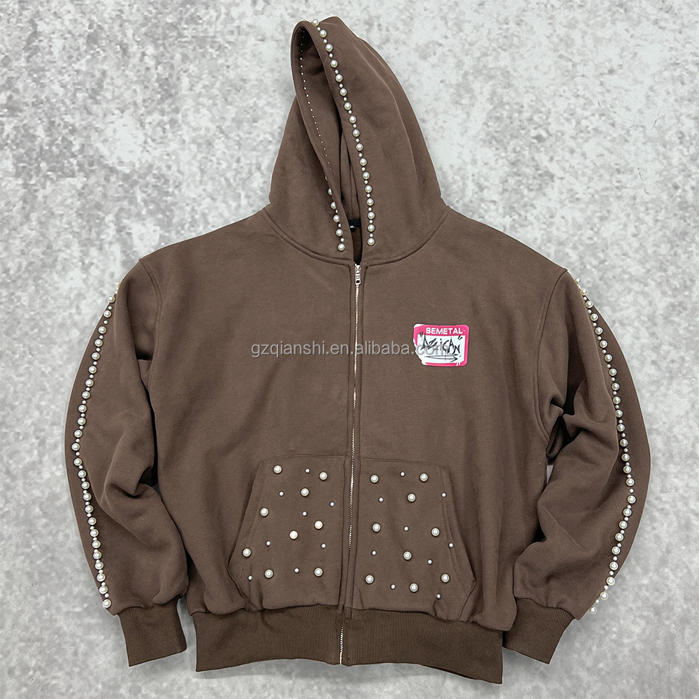 French Terry Hoodie Zip Hoodies for Men Oversized Fit